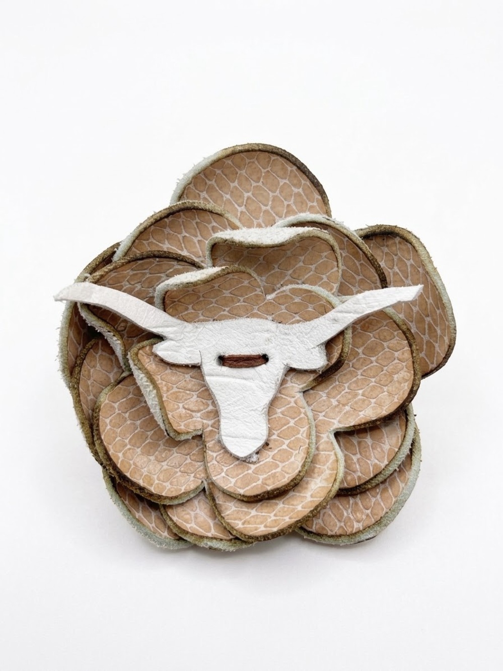 Leather Longhorn Inspired Magnetic Flower Accessory